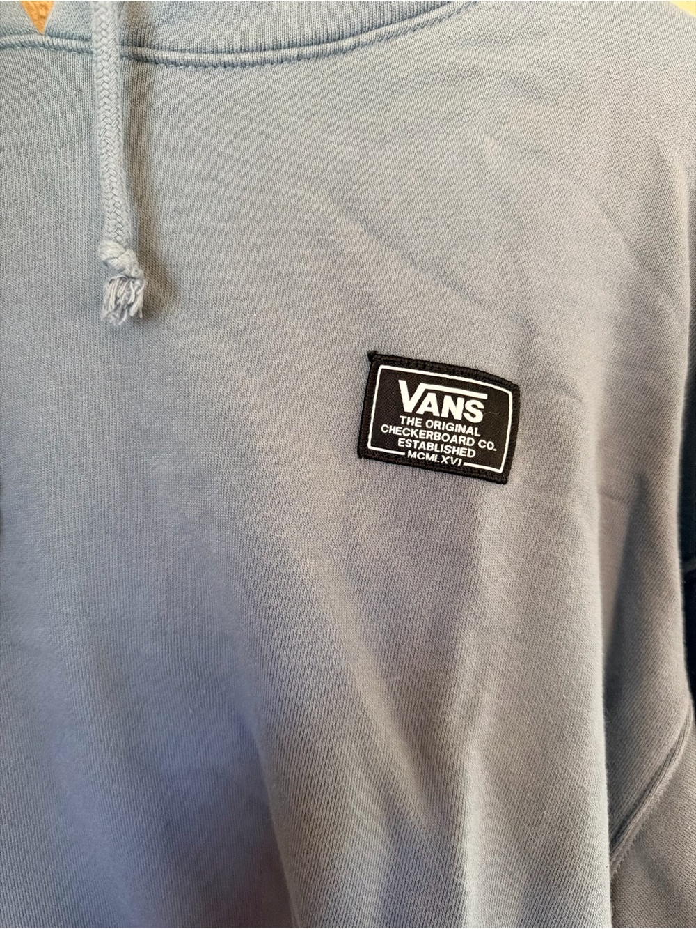 Vans Women's Dusty Blue Boom Boom 66 Cropped Hoodie with Checker Hem - Picture 3 of 6
